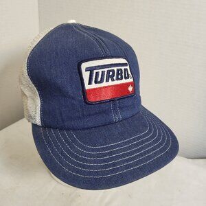 TURBO Gas Oil Service Hat Snapback Baseball Vintage 80s Cap Dad Trucker denim
